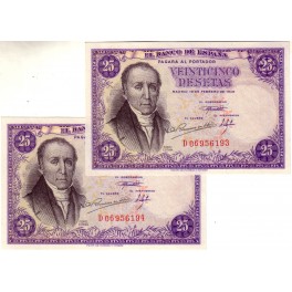 PAREJA CORRELATIVA 25 PESETAS 1946 FLÓREZ ESTRADA