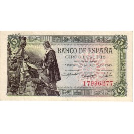 5 PESETAS 1945 CAPITULACIONES SANTA FE