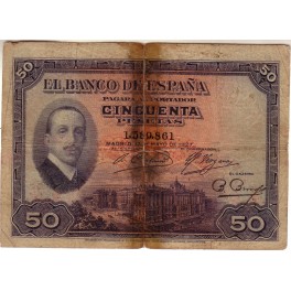50 PESETAS 1927 ALFONSO XIII -Sin sello República-