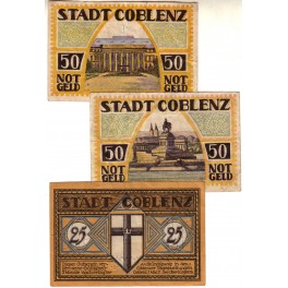 ALEMANIA LOTE 3 NOTGELD 1921 COBLENZ