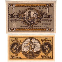 ALEMANIA LOTE 2 NOTGELD 1918 ERBACH