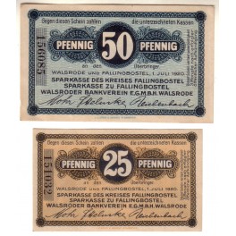 ALEMANIA LOTE 2 NOTGELD 1920 WALSRODE-FALLINGBOSTEL