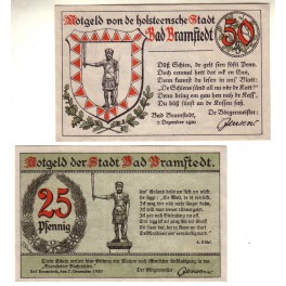 ALEMANIA LOTE 2 NOTGELD 1920 BAD BRAMSTEDT