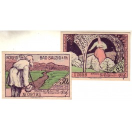ALEMANIA LOTE 2 NOTGELD 1921 BAD SALZIG
