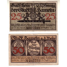 ALEMANIA LOTE 2 NOTGELD 1918 HAMELN