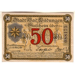 ALEMANIA NOTGELD 50 PFENNIG 1921 WILDUNGEN