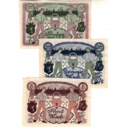 ALEMANIA LOTE 5 + 20 + 50 MARK 1918 VELBERT