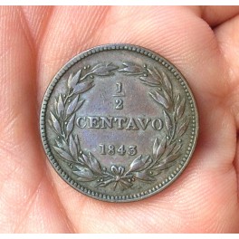 VENEZUELA 1/2 CENTAVO 1843 (Rara)