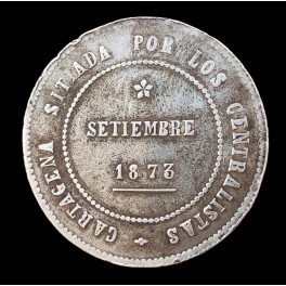 ESCASAS 5 PESETAS 1873 CARTAGENA REVOLUCIÓN CANTONAL