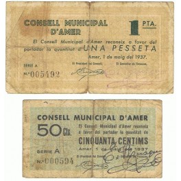 AMER 50 CÉNTIMOS Y 1 PESETA 1937