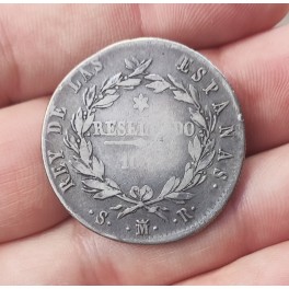 10 REALES RESELLADO FERNANDO VII 1821 MADRID