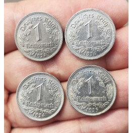 ALEMANIA LOTE 4 MONEDAS 1 REICHSMARK 