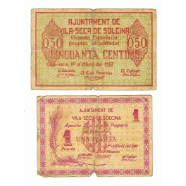 VILA-SECA DE SOLCINA LOTE 2 BILLETES 1937