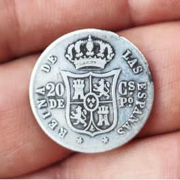 20 CENTAVOS PESO ISABEL II 1865 MANILA