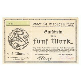 ALEMANIA 5 MARK 1918 SANKT GEORGEN
