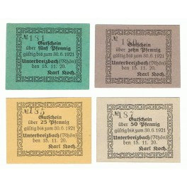 ALEMANIA LOTE 4 NOTGELD 1920 UNTERBREIZBACH -KARL KOCH-