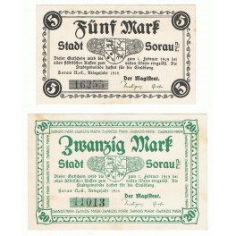 ALEMANIA 5 y 20 MARK 1918 SORAU