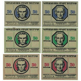 ALEMANIA LOTE 6 NOTGELD 50 PFENNIG 1921 WEIMAR