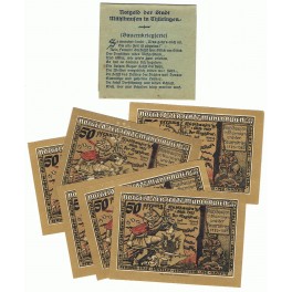 ALEMANIA LOTE 6 NOTGELD 50 PFENNIG 1921 MUHLHAUSEN