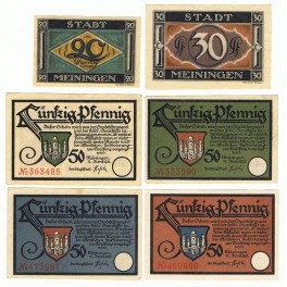 ALEMANIA LOTE 6 NOTGELD 1921 MEININGEN