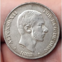 ESCASOS 50 CENTAVOS PESO ALFONSO XII 1882 FILIPINAS