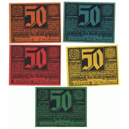 ALEMANIA LOTE 5 NOTGELD 50 PFENNIG 1921 ERFURT