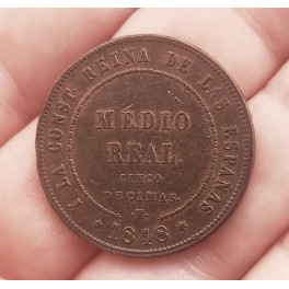 PRECIOSO MEDIO REAL -5 DÉCIMAS- ISABEL II 1848 MADRID
