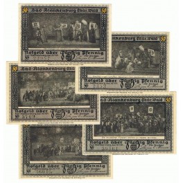ALEMANIA LOTE 5 NOTGELD 50 PFENNIG 1921 BAD BLANKENBURG