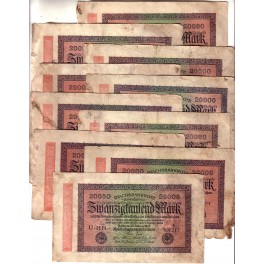 ALEMANIA LOTE 10 BILLETES 20000 MARCOS 1923