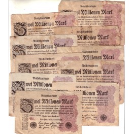 ALEMANIA LOTE 10 BILLETES 2 MILLONES MARCOS 1923
